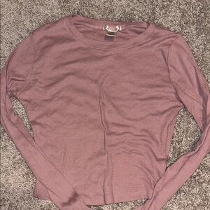 Bozzolo Dusty Pink Ribbed Long Sleeve Top